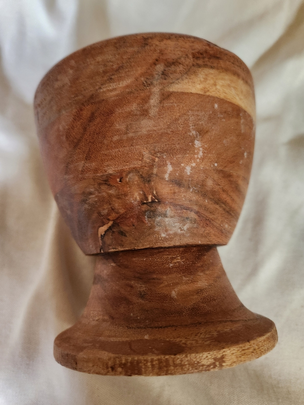 Vintage Wooden Pedestal Bowl Rustic Farmhouse Decor Hand Turned Wood
